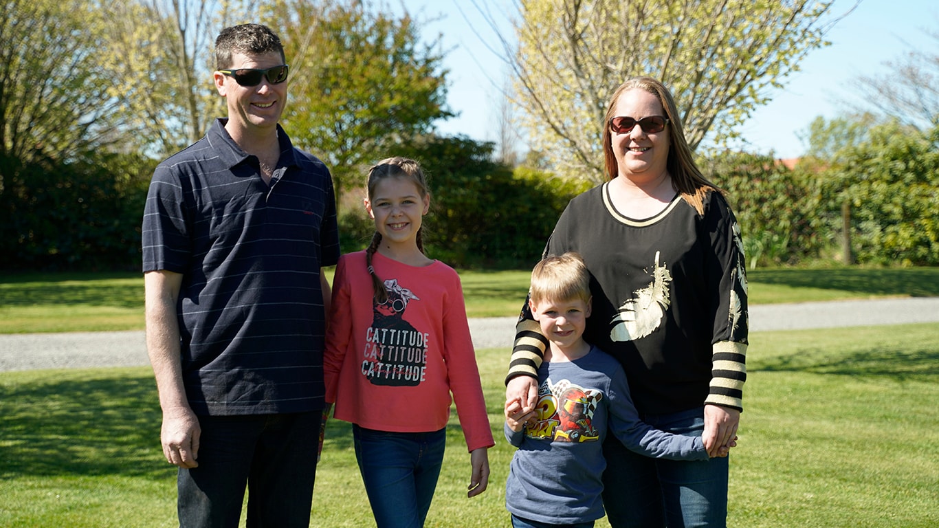 Glen and Kylie Leech, with their children Rubie and Harry.